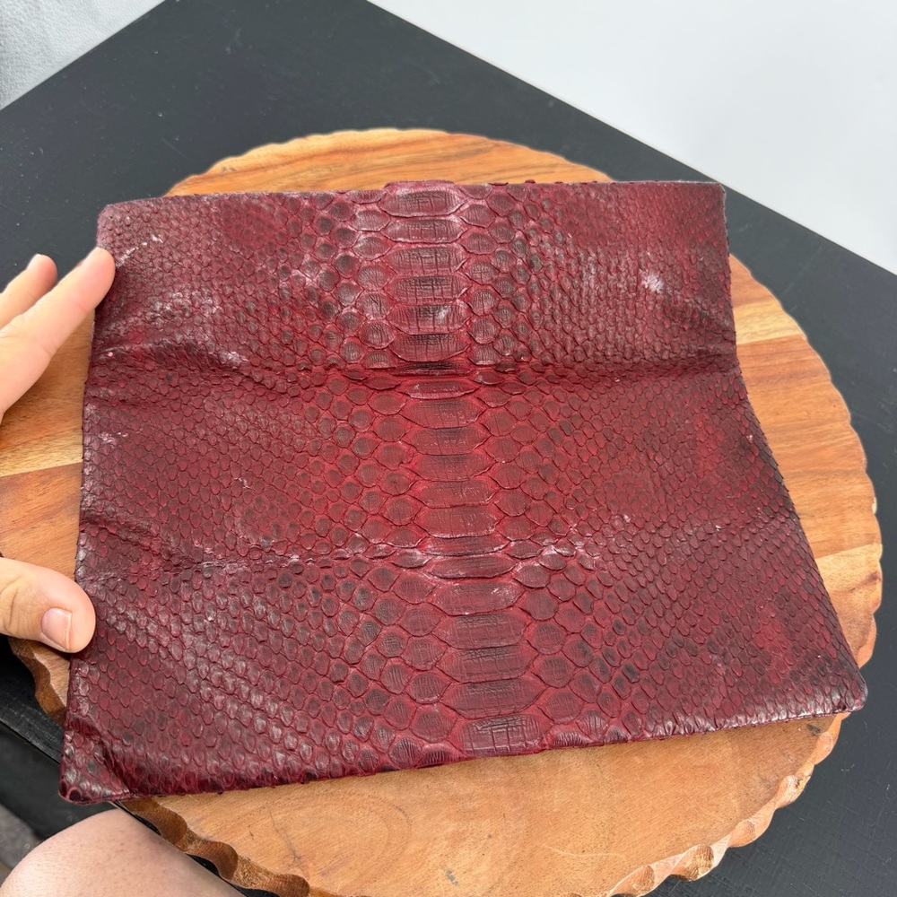 Genuine Python exotic snake Fold-over Clutch Purse by Archipelago Design red - Picture 3 of 8